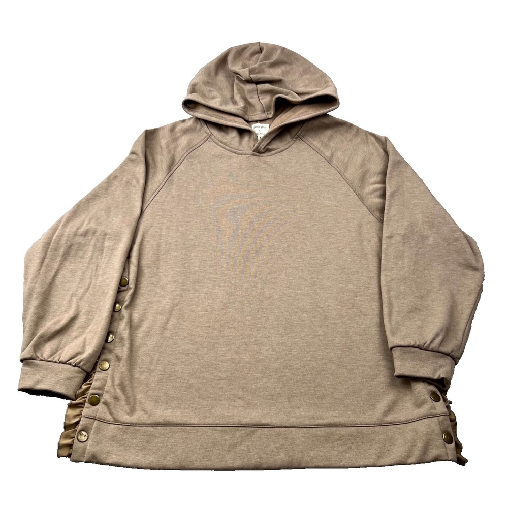Amaryllis X Ashlee Nichols Hoodie Womens Medium Brown Nylon Ruffle Snap Side